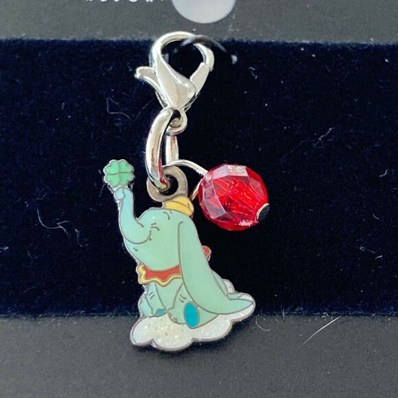 Vintage Disney Dumbo Elephant Charm Zipper Pull Purse Clip On Signed Charms Bead - Picture 3 of 5